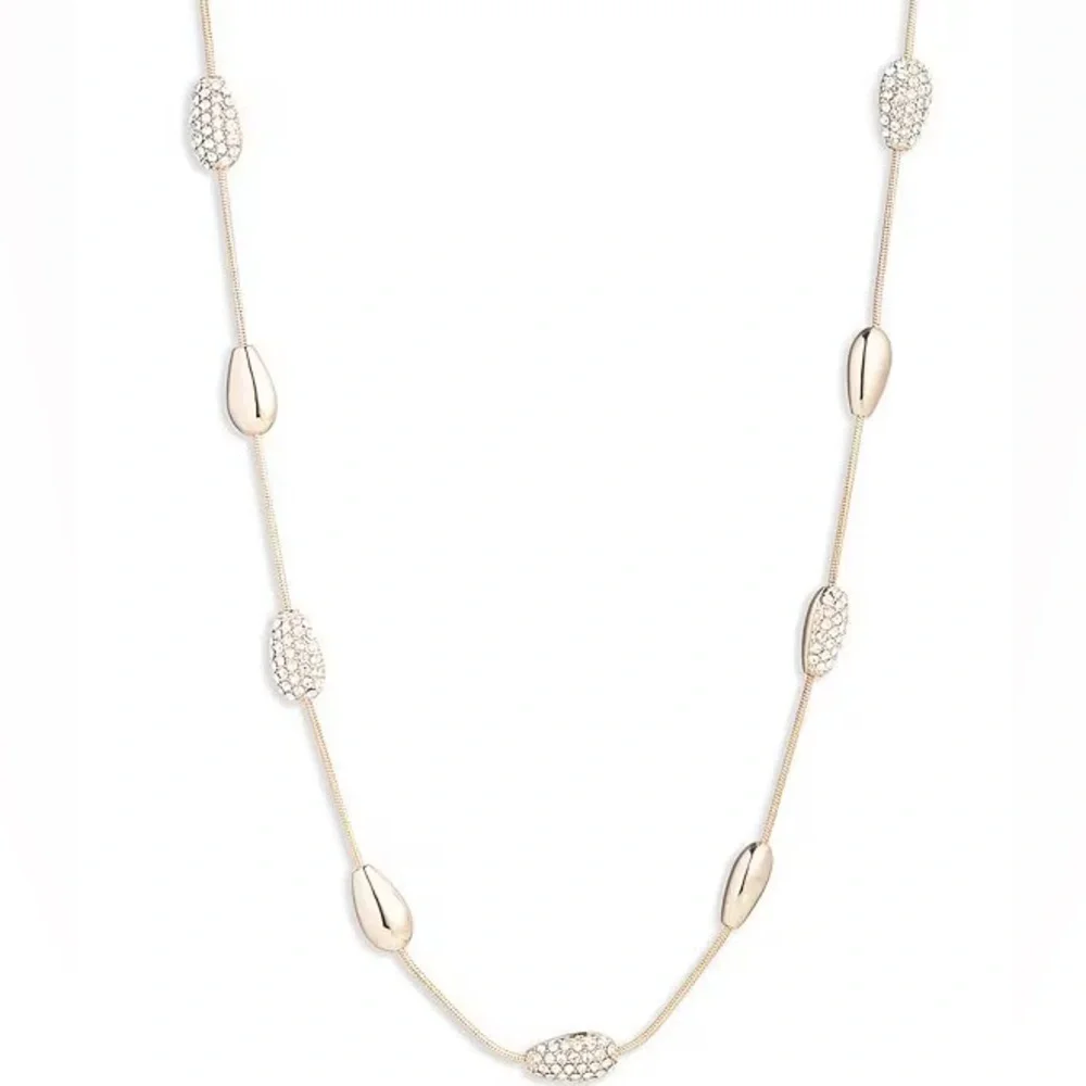 NWT Lauren Ralph Lauren Gold Tone Crystal Pave Pear Collar Necklace - Picture 3 of 7